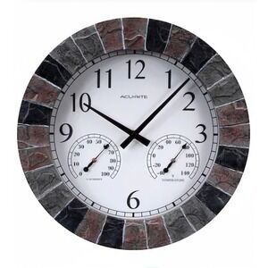 AcuRite Analog Wireless Indoor Outdoor Faux Slate Thermometer Clock Hygrometer